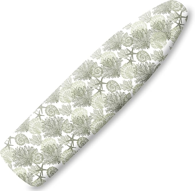 Extra Thick Ironing Board Cover and Pad, Coastal Summer Beach Coral Starfish by Cliduli