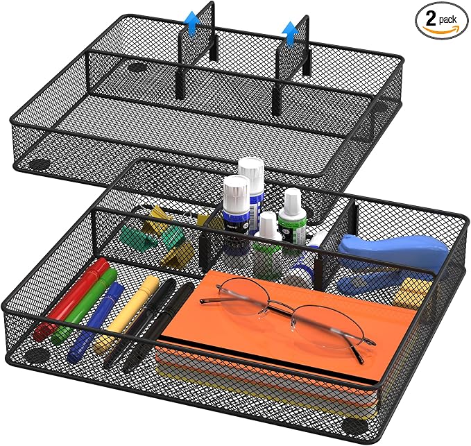 VyGrow Desk Drawer Organizer Tray, Metal Mesh Drawer Organizers Office by VyGrow