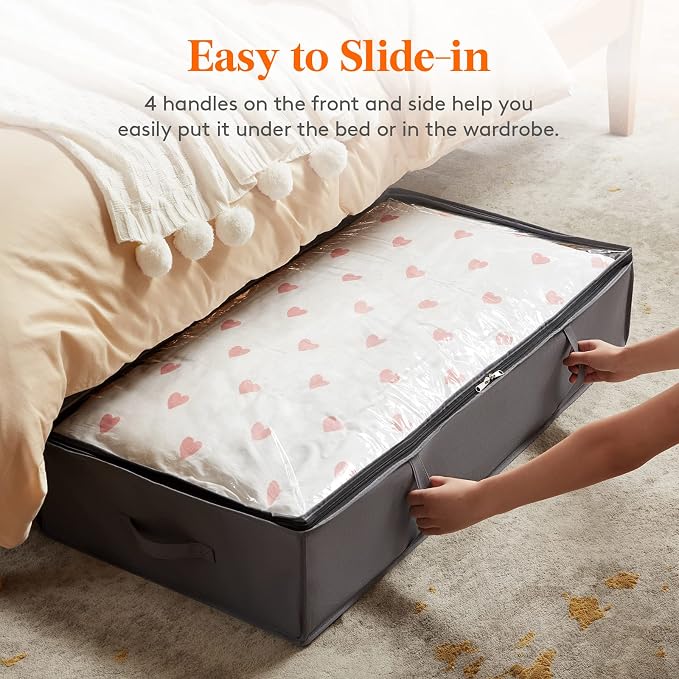 Lifewit 95L 8 Pack Under Bed Storage Containers, Large Capacity Blanket Storage - Image 3