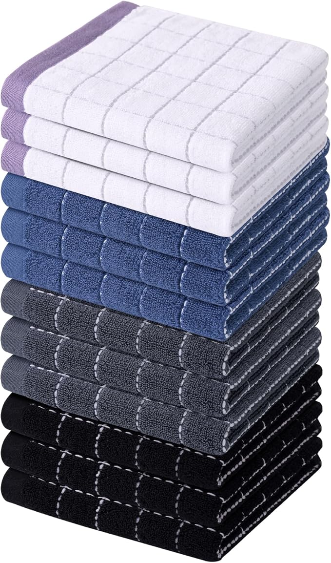Homaxy 100% Cotton Terry Kitchen Dish Cloths, 12 Pack by Homaxy