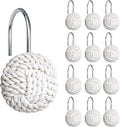 Sunlit Boho Knots Shower Curtain Hooks, Home Decorative White Shower Curtain by Sunlit