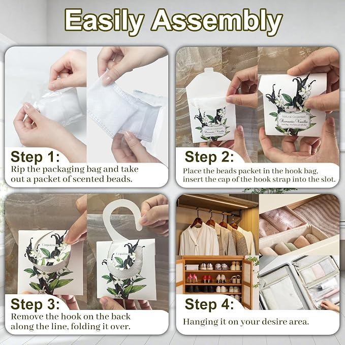 24 Pack Vanilla Sachets for Drawers and Closets, Natural Closet Freshener - Image 8