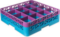 CFS RG16-1C414 OptiClean 16 Compartment Glass Rack with 1 Extender, 5.56", Polypropylene, Lavender/CFS Blue