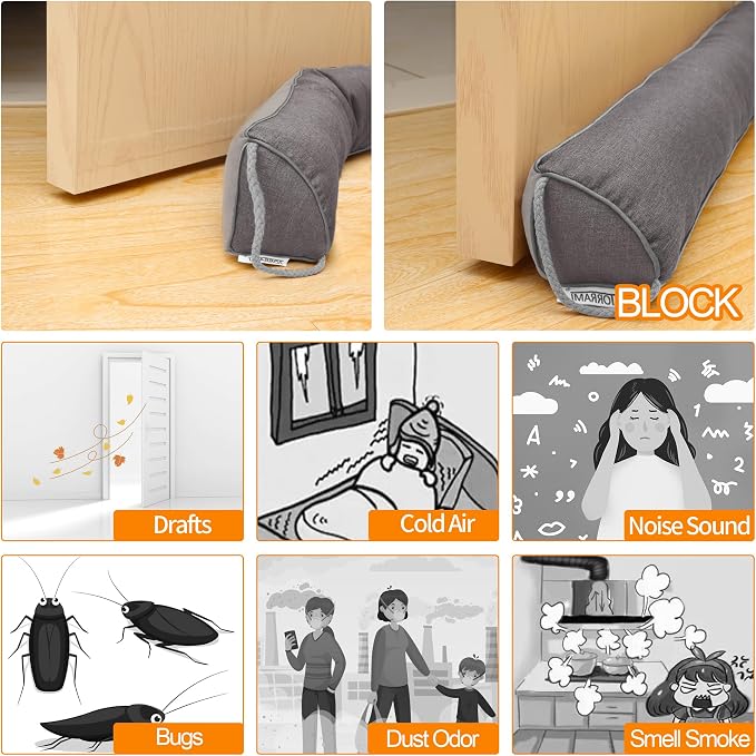 TORRAMI 38" Door Draft Stopper for Bottom of Doors, Seal Blocks Hot Air - Image 5