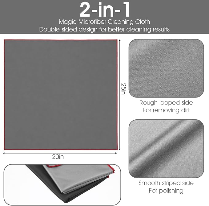 6 Pcs Microfiber Glass Polishing Cloths, 25 x 20 Inch Lintless Streak-Free - Image 2