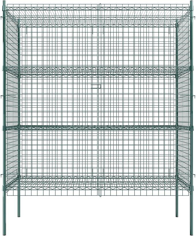 Commercial Grade NSF Listed Metal Wire Mesh Storage Green Epoxy Security Cage Kit 24" x 60" x 74", Perfect for Warehouse, Walk-In Refrigerator, Freezer, Grocery Store, Restaurant