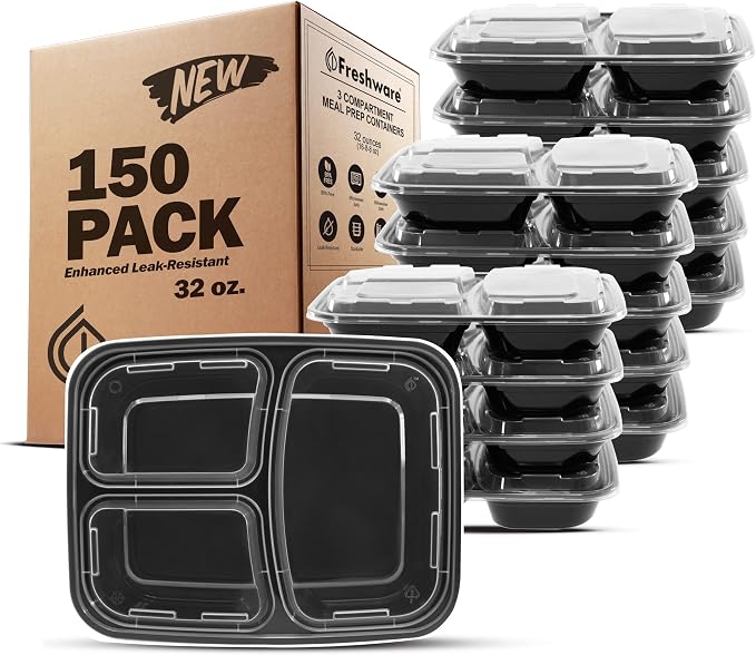 Freshware Meal Prep Containers 3 Compartment Food Containers by Freshware