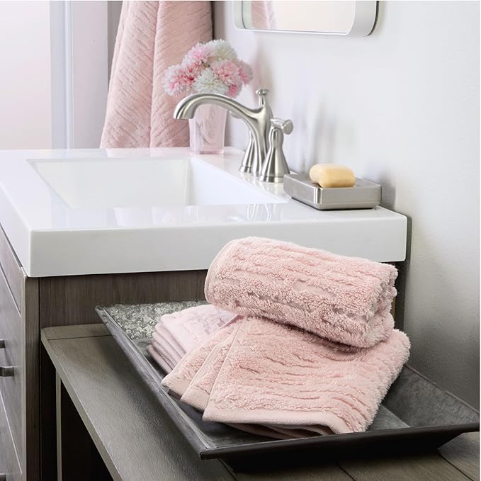 SKL Home CloudSoft Hand Towel Set, 100% Cotton Luxury, Blush Pink | Premium - Image 5
