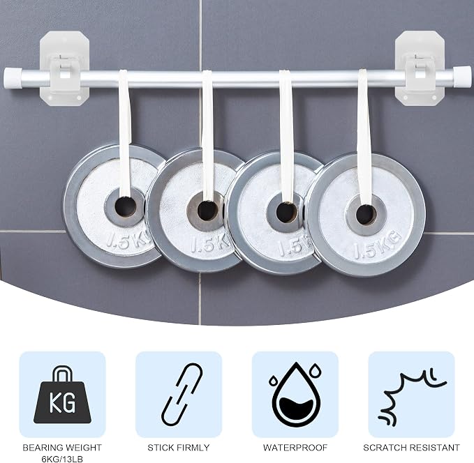 8PCS Upgraded Curtain Rods No Drilling, No Drill Curtain Rod Bracket Self - Image 5