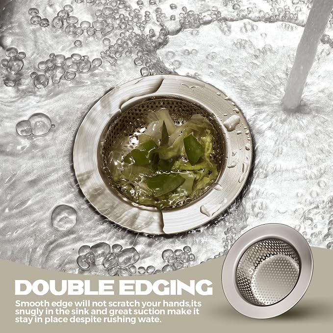 Retisee 2 Pcs Kitchen Sink Drain Strainer 4.4 Inch, Brushed Silver - Image 5
