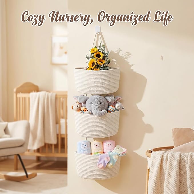 Hanging Basket, Over Door Organizer, 3 -Tier Wall Basket - Image 3