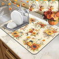 LOKHOM 12"x20" Fall Dish Drying Mat，Autumn Harvest Pumpkin Sunflower | by LOKHOM