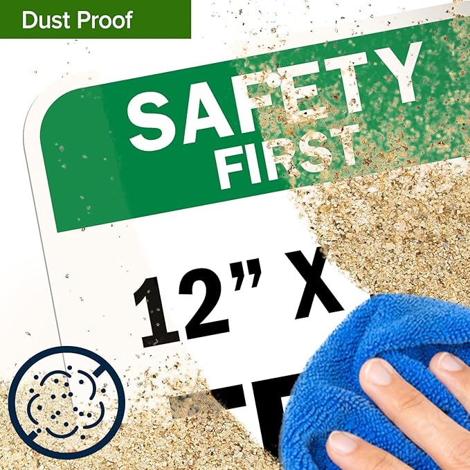 Custom Safety First Sign, OSHA Sign, 12x16 Inches, Post Holes, Rust Free .040 Aluminum, Fade Resistant, Indoor/Outdoor Use, Made in USA by My Sign Center