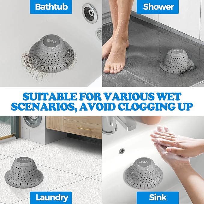 Bathtub Drain Strainer Silicone Bathroom Stopper Fixture Accessories | 2-Pack - Image 2