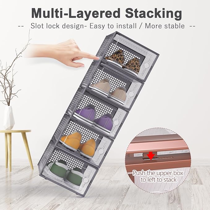 Kuject 12 Pack Large Shoe Boxes - Image 2
