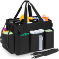 Wearable Cleaning Caddy Bag for Cleaning Supplies, Large Capacity Cleaning Organizer Tote Bag Simple Kitchen Cleaning Supplies Storage Bag for Cleaners Housekeepers (Black)