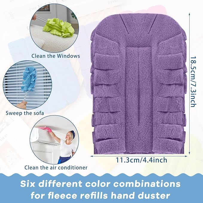 Zubebe 20 Pcs Reusable Duster Refills Fleece, Rainbow Colors | Soft Polyester - Image 2