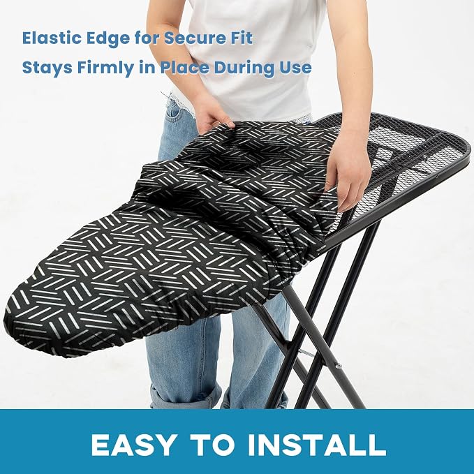 Black Ironing Board Cover and Pad 15x54, RAINHOL Extra Thick Standard Size - Image 2
