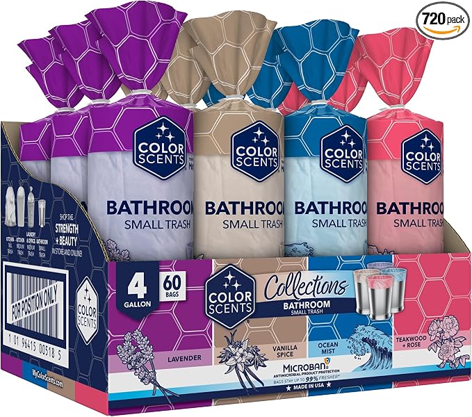 Color Scents 4 Gallon Small Trash Bags Drawstring 720 Bags | Bulk small by ColorScents