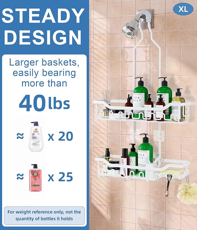 Shower Caddy Hanging Organizer, Extra Large Rack Over Showerhead - Image 5