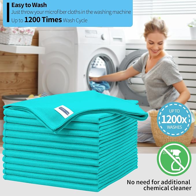 Microfiber Cleaning Cloth, 12 Pack Window Glasses Cleaning Cloth, Reusable - Image 6