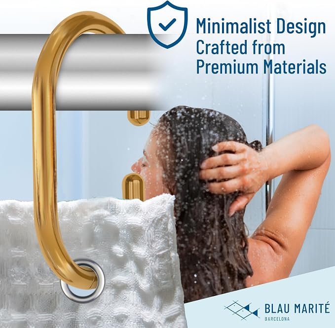 12 Metal Shower Curtain Hooks, Rust-Proof Decorative C-Shaped Curtain Hooks - Image 4