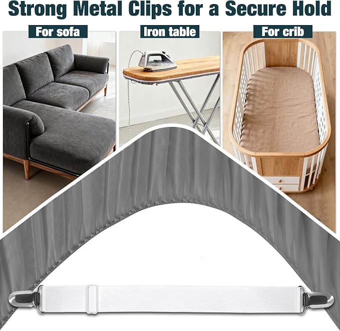 4 Pack Elastic Bed Sheet Holders, Mattress Sheet Grippers, Elastic Fasteners - Image 6