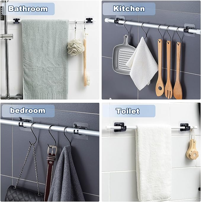 Codoule Self Adhesive No Drill Adjustable Curtain Rod Holder Hooks Brackets | - Image 4