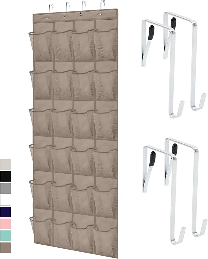 GORILLA GRIP Over the Door Shoe Organizer, 24 Large Pockets, Space Saving by Unknown
