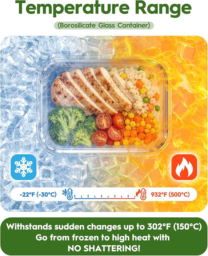 Canfanni 40 Piece Glass Food Storage Containers - Image 6