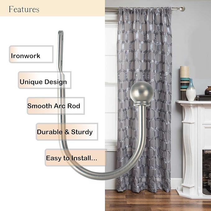 ARNORX Curtain Holdbacks Hooks Solid Steel Hooks Decorative French Ball End - Image 3