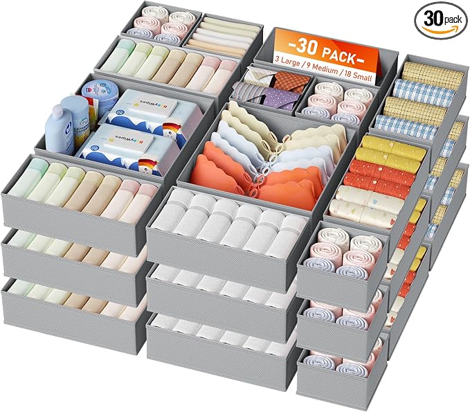DIMJ Drawer Organizer Clothes, 30 Pack Dresser Organizer, Foldable Closet by DiMJ