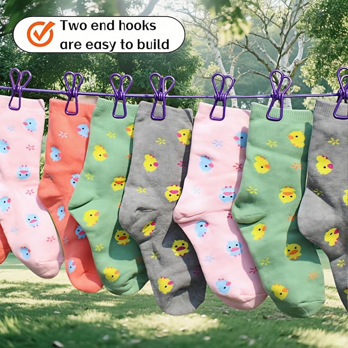 Portable Clothesline with 12 Clips - Image 7