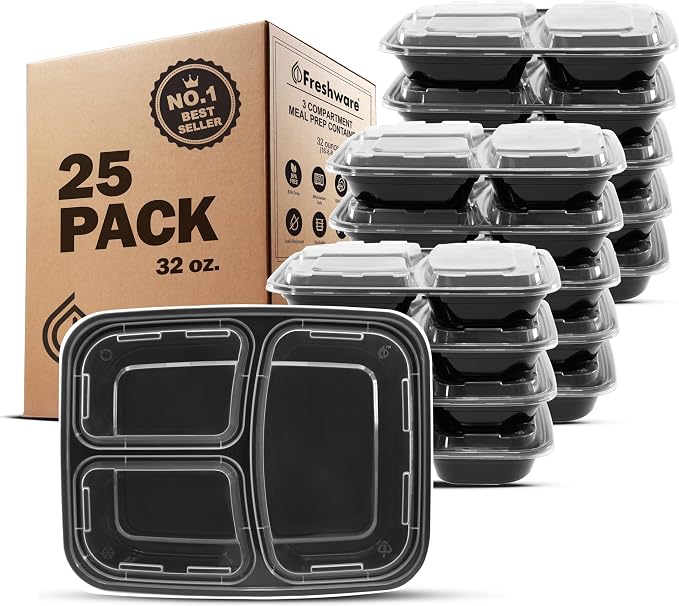Freshware Meal Prep Containers 3 Compartment by Freshware