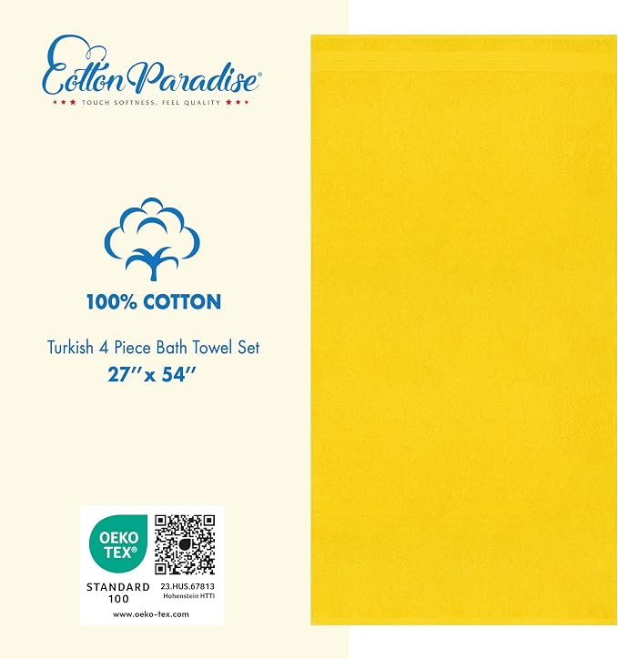 Cotton Paradise 100% Cotton Turkish Towel Set, Soft Absorbent Quick Dry - Image 4