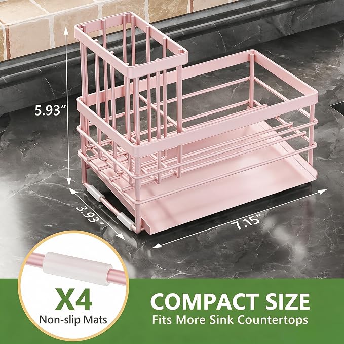 Cisily Pink Sink Caddy Sponge Holder - Image 2