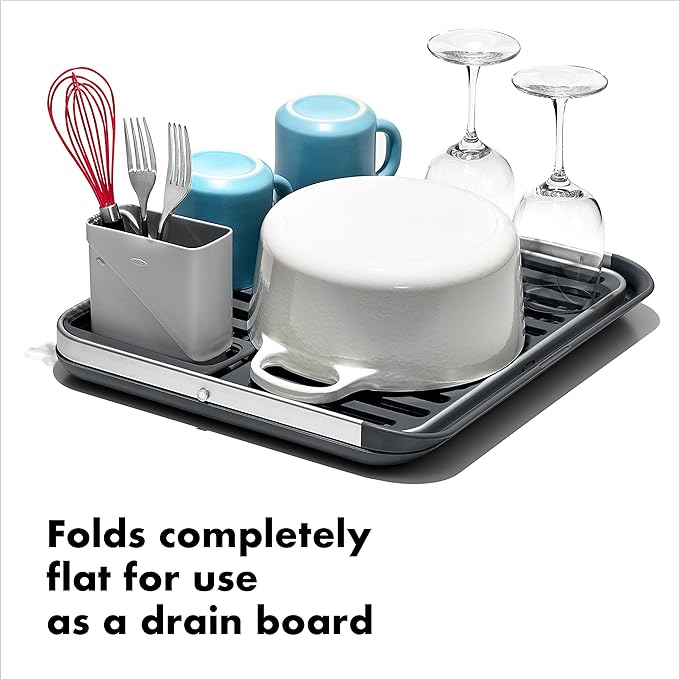OXO Good Grips Aluminum Fold Flat Dish Drying Rack, - Image 2