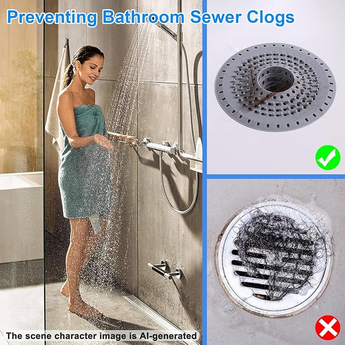 Bathtub Drain Hair Catcher, Silicone Tub Hair Catcher Drain Protector Strainer - Image 6