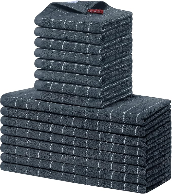 Homaxy Kitchen Towels and Dishcloths Set, Dark Grey by Homaxy