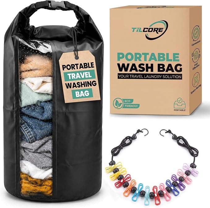 Travel Washing Machine & Retractable Clothesline by Unknown