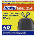 Hefty Essentials Extra Large 39 Gallon Trash Bags, 40ct | 39G Extra Large Black by Hefty