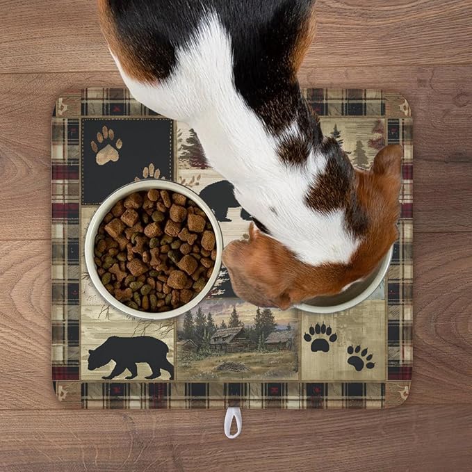 Giwawa Black Bear Dish Drying Mat Forest Cabin Decorative Dishes Pad 16x18 Inch - Image 9