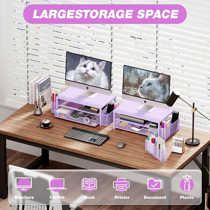 Desk Organizer and Accessories, 2-Tier Computer Monitor Stand Riser - Image 4