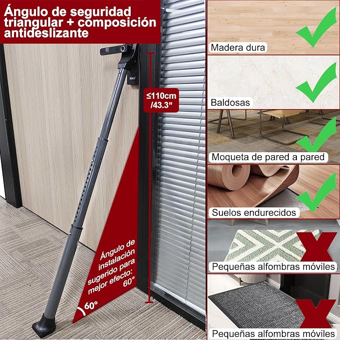 AceMining 1 Pack Door Security Bar, Patio Door Lock, 20-50 in | Sliding Glass - Image 6