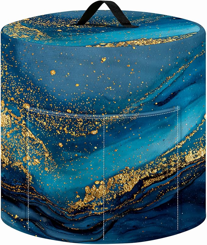 Kitchen Appliance Accessories Dust Cover for 3-6-8 Quart Instant Pot, Pressure Cooker, Air Fryer & Crock Pot,Decorative Appliance Cloth Cover with Top Handle & Storage Pockets (Deep Blue, 8 Quart)