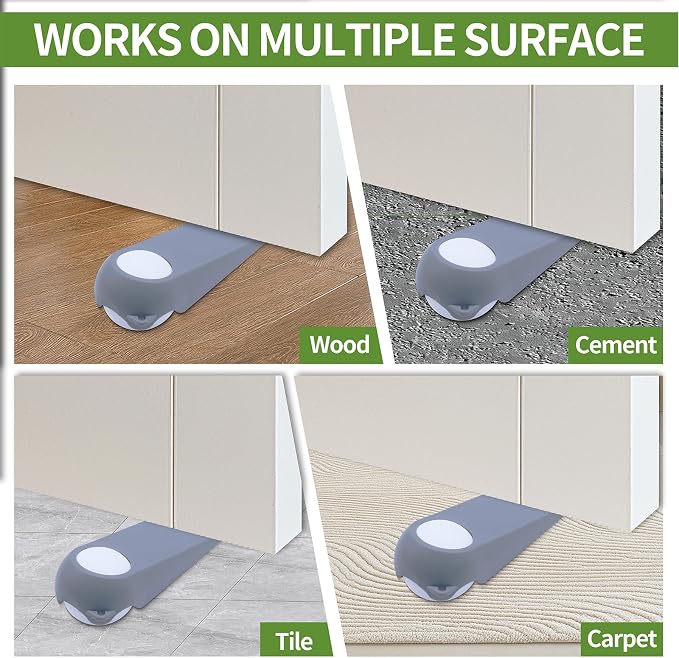 Door Stoppers for Bottom of Door, 2 Pack 5", Rubber Door Stopper Wedges - Image 6