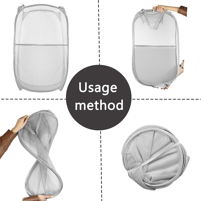 Collapsible Pop Up Laundry Hamper, Extra Large Mesh Foldable Laundry Basket - Image 3