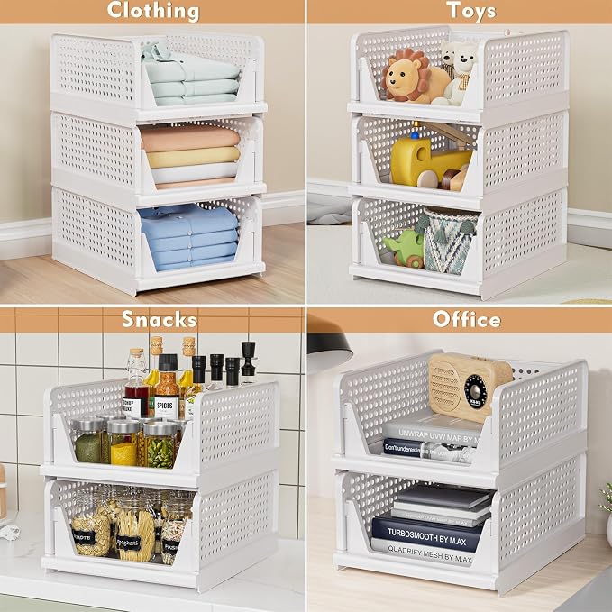 caktraie 5 Pack Stackable Closet Storage Basket - Image 4