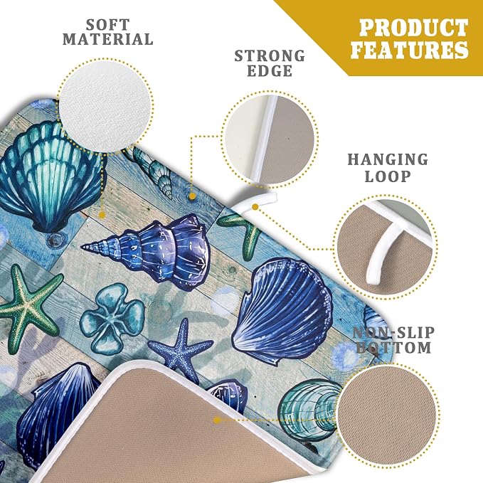 Starfish Seashell Dish Drying Mat 16x18 inch Coastal Beach Dish Drainer Rack - Image 4