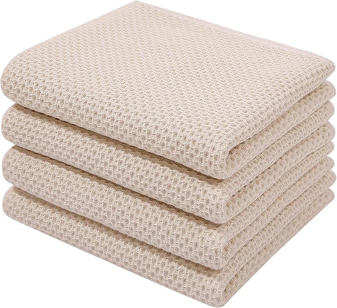 Homaxy 100% Cotton Waffle Weave Kitchen Dish Towels 4-Pack, Ultra Soft by Homaxy